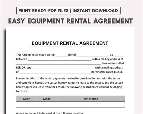 skid steer rental agreement example|equipment rental agreement template.